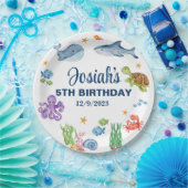 シーライフ、海ライフ男の子の誕生日紙プレート。 ペーパープレート (パーティー)