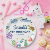 シーライフ、海ライフ男の子の誕生日紙プレート。 ペーパープレート (パーティー)