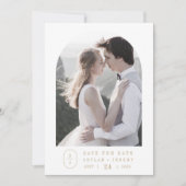 シーラシンプル金ゴールドモダンボホミニマ結婚リスト セーブザデート (正面)