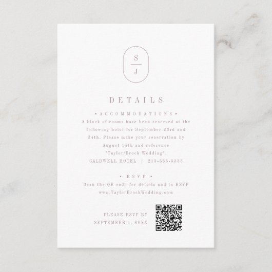 シーラダスティバラエレガントモノグラム結婚ズ詳細 エンクロージャーカード (正面)