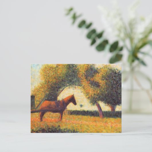 シーラットの馬と絵画カートのポインチリスト・アート ポストカード (スタンド正面)