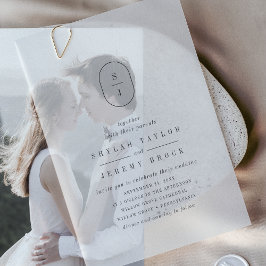 シーラモノグラムシンプルボホモダンユニーク結婚ズ ベラム紙招待状