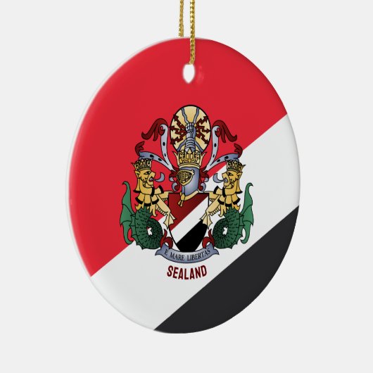 シーランド州旗、コート・オブ・アームを重ね合わせた旗 セラミックオーナメント (右)