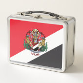 シーランド州旗、コート・オブ・アームを重ね合わせた旗 メタルランチボックス (正面)