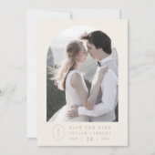 シーラーエレガント金ゴールドクリームモノグラムヴィンテージウェディング セーブザデート (正面)