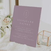 シーラーマウヴシンプル薄紫結婚のシグネチャードリンク 台座サイン