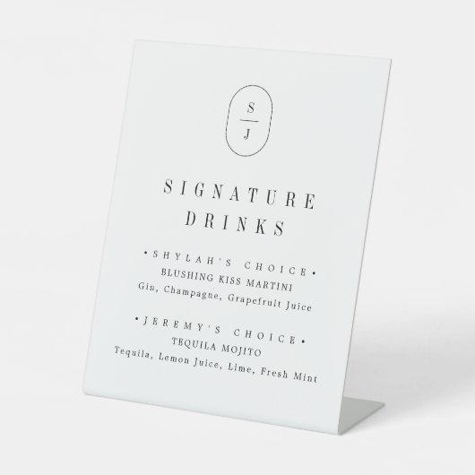 シーラー白黒エレガントなウェディングシグネチャードリンク 台座サイン (正面)