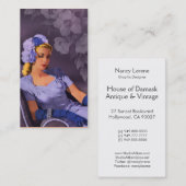 シーラ-ラベンダーおよび藤色の衣服を均等にする40年代 名刺 (正面/裏面)