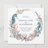 シーリース |シーホースとシェルのビーチ結婚式 招待状 (正面)