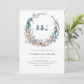 シーリース |ビーチ素朴モノグラム赤ちゃんシャワー 招待状 (スタンド正面)