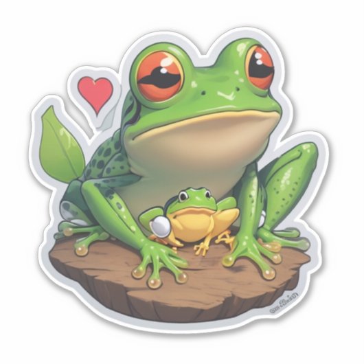 シールおもしろいがカエルの世界に飛び込む シール (正面)