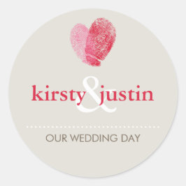シールかわいい結婚の指紋ハート愛 ラウンドシール