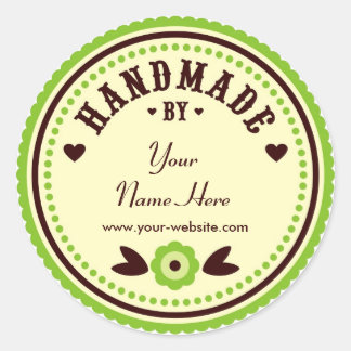 シールで手作りパーソナライズされたの緑の花 ラウンドシール