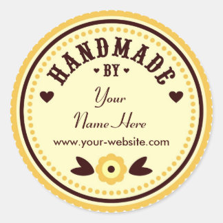 シールで手作り黄色パーソナライズされたい花 ラウンドシール