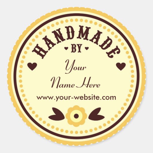 シールで手作り黄色パーソナライズされたい花 ラウンドシール (正面)