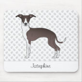 シールとホワイトグイタリアンレイハウンド名前をカスタムする マウスパッド (正面)