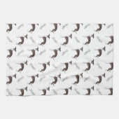 シールと白イタリアンのGreyhoundパターンと名前 キッチンタオル (横)