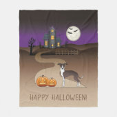 シールと白Iggyとハロウィーンハ幽霊のよく出るウス フリースブランケット (正面)