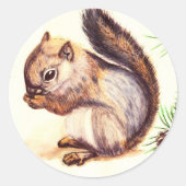 シールに可愛いリス ラウンドシール (正面)