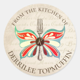 シールのキッチンからヴィンテージのバタフライフォーク ラウンドシール