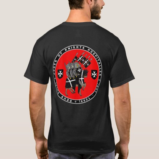 シールのワイシャツを戦うために行進している騎士Hospitaller Tシャツ (裏面)