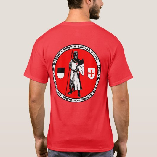 シールのワイシャツを提起している騎士Templar Tシャツ (裏面)