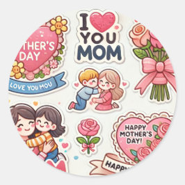 シールは母の日に愛ママ ラウンドシール