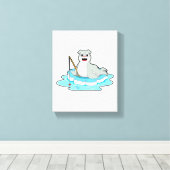 シールアットシール魚釣りロッドと魚釣り キャンバスプリント (インサイチュ (ウッドフロア))