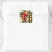 シールアンティークサンタクロースChristmas Snowshoeing スクエアシール (バッグ)