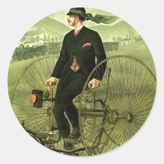 シールアンティーク自転車広告三輪車 ラウンドシール (正面)