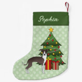 シールアンドホワイトイタリアングレイハウンド&クリスマスツリー スモールクリスマスストッキング (裏面)