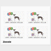 シールアンドホワイトイタリアングレイハウンド – ハッピーバースデー 長方形シール (シート)