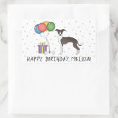 シールアンドホワイトイタリアングレイハウンド – ハッピーバースデー 長方形シール (バッグ)