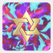 シールターコイズ赤紫チョークはっきりしたー スクエアシール (正面)