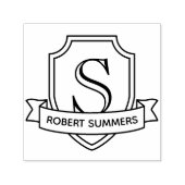 シールドおよびリボンモノグラムイニシャル セルフインキングスタンプ (デザイン)