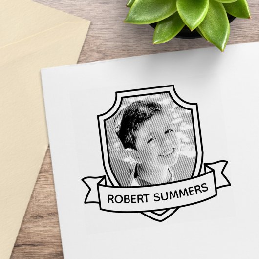 シールドとリボンの名前をカスタムすると写真 ラバースタンプ