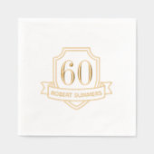 シールドとリボンの誕生日 箔ナプキン (正面)