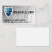 シールドコンピュータロゴ | サイバーテクノロジーの背景 名刺 (正面/裏面)