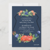 シールドフローラウォーターカラーサマーネイビームムアザミ 招待状 (正面)