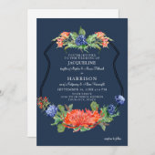 シールドフローラウォーターカラーサマーネイビームムアザミ 招待状 (正面/裏面)