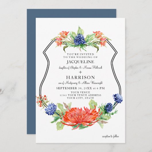 シールドフローラ水カラー秋オレンジムームティスル 招待状 (正面/裏面)