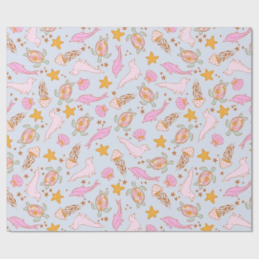 シールドルフィンジェリーカートルスターフィッシュパステル ラッピングペーパー (フラット)