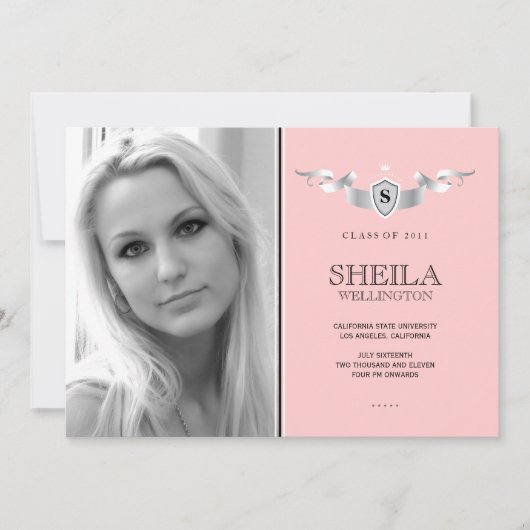 シールド写真の卒業発表 招待状 (正面)
