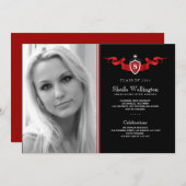 シールド写真の卒業発表 招待状 (正面/裏面)