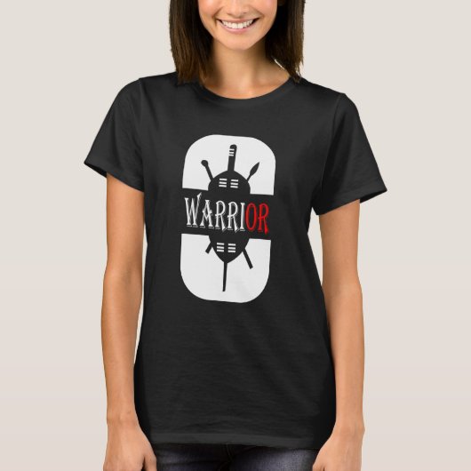 シールド及び槍先住民戦士 Tシャツ (正面)