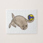 シールハンドボール選手ハンドボール ジグソーパズル (横)