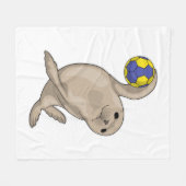 シールハンドボール選手ハンドボール フリースブランケット (正面(横))