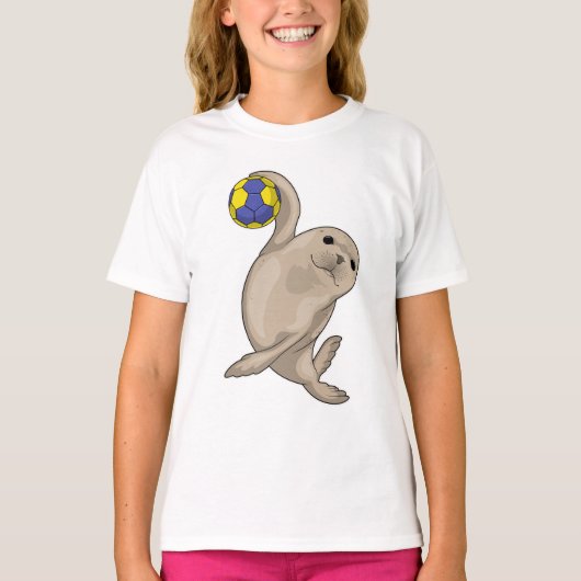 シールハンドボール選手ハンドボール Tシャツ (正面)