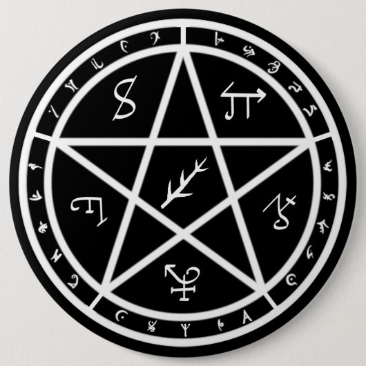 シールボタン-黒の白 缶バッジ (正面)