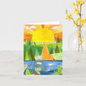 シールリバーカヤックサンライズハッピープレイスアート カード (黄色い花)